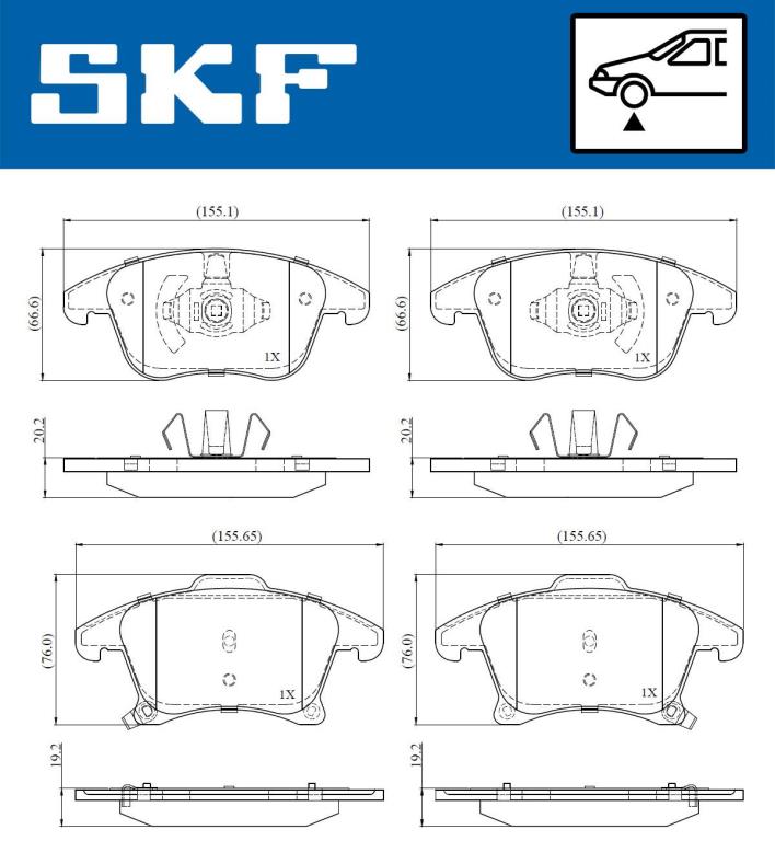 Jogo de 4 pastilhas de travão SKF ref. VKBP 80847 A